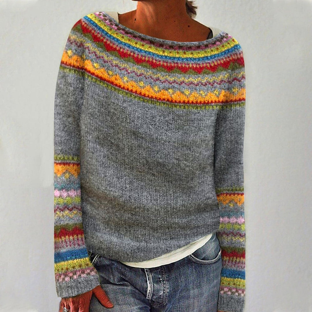 CELINE™ multicolor Fair Isle sweater, crewneck, striped yoke