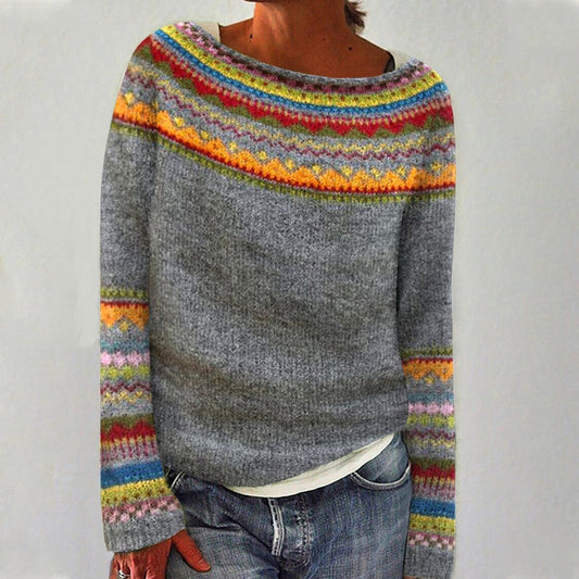 CELINE™ multicolor Fair Isle sweater, crewneck, striped yoke