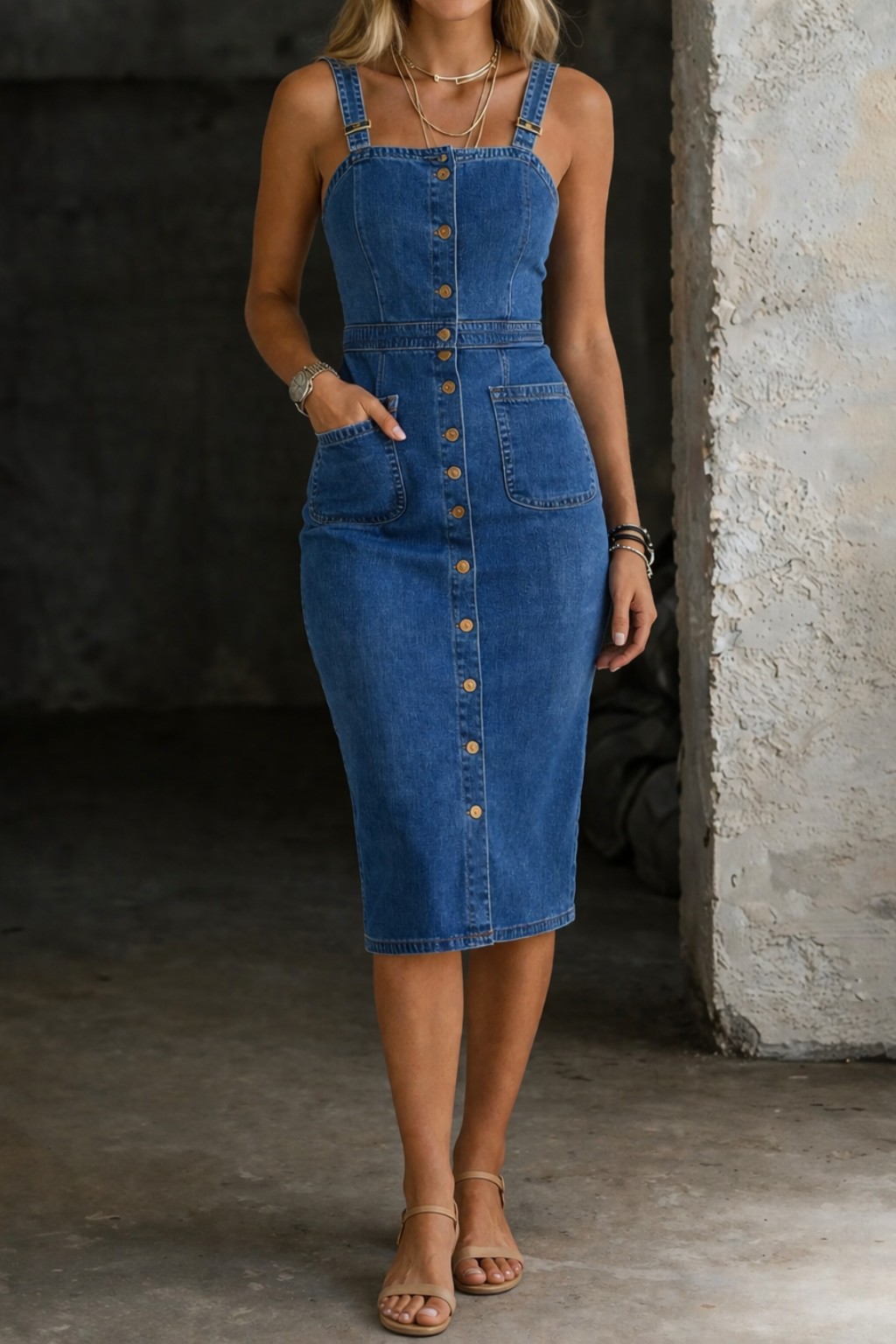 Indira | Button-Up Denim Dress Lawrence Toronto