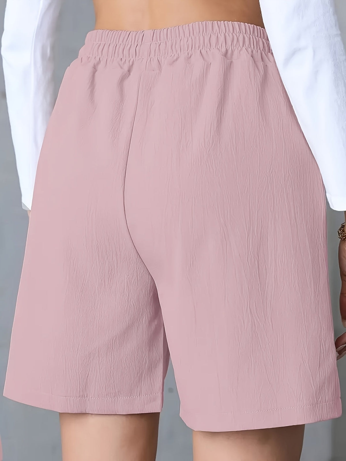 LIANNE™ breathable cotton casual shorts, black; elastic waist with drawstring, side pockets