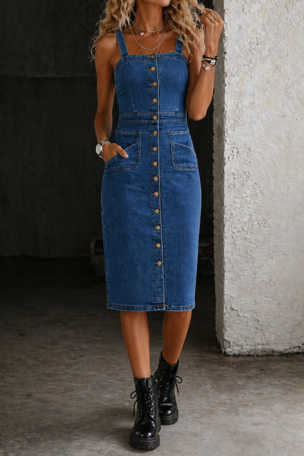 Indira | Button-Up Denim Dress Lawrence Toronto