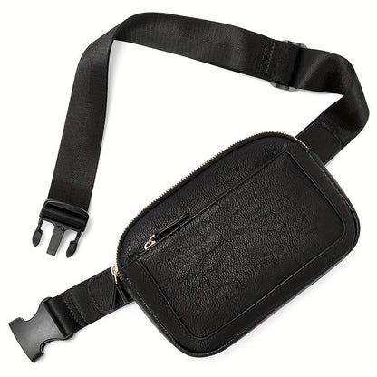 Black lightweight crossbody bag with adjustable strap and zippered front pocket