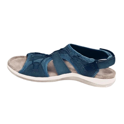 Navy blue orthopaedic sandals with two front straps and back strap