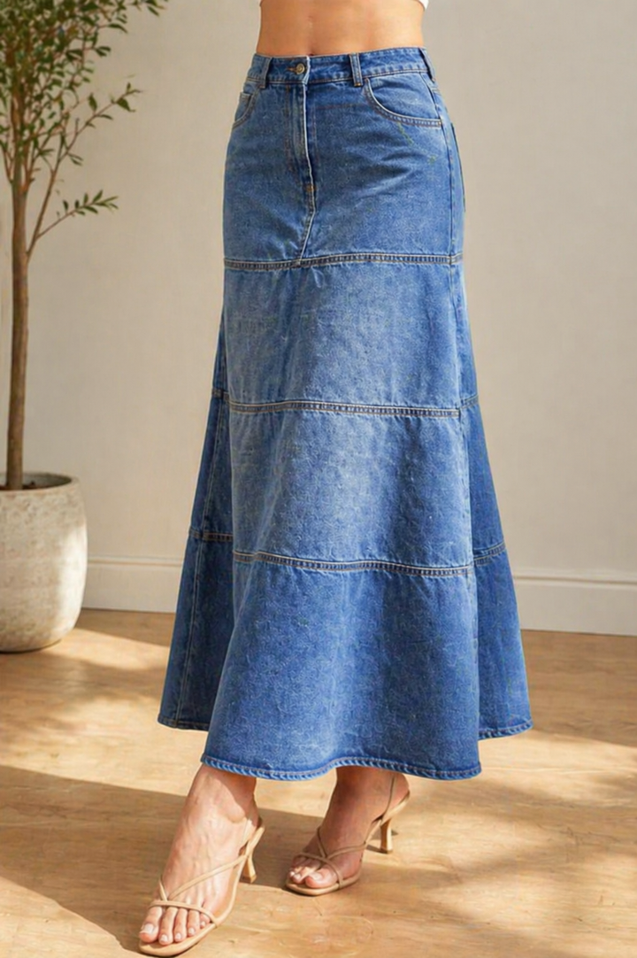 Mary | Mid-Length Denim Skirt Lawrence Toronto