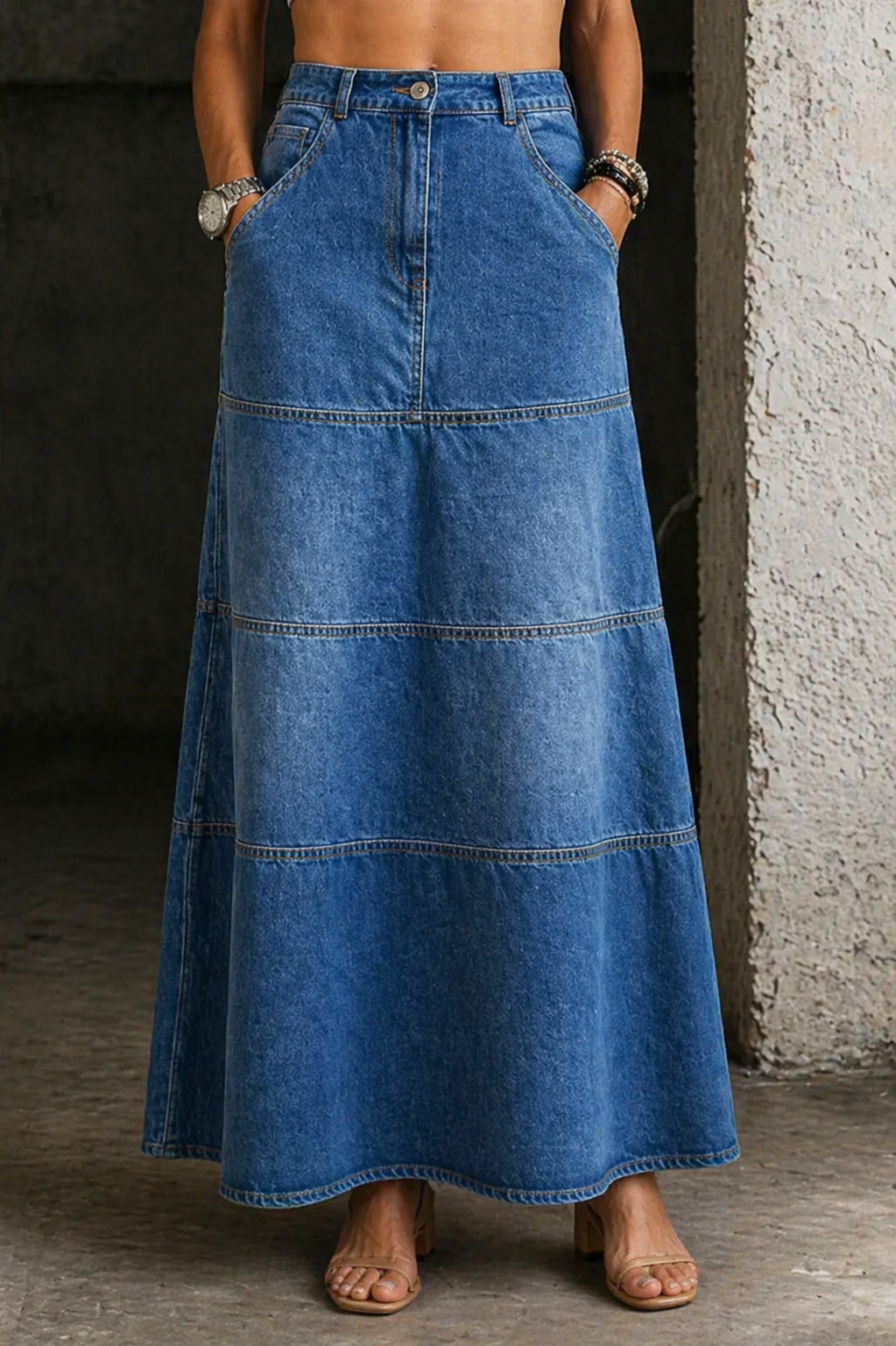 Mary | Mid-Length Denim Skirt Lawrence Toronto