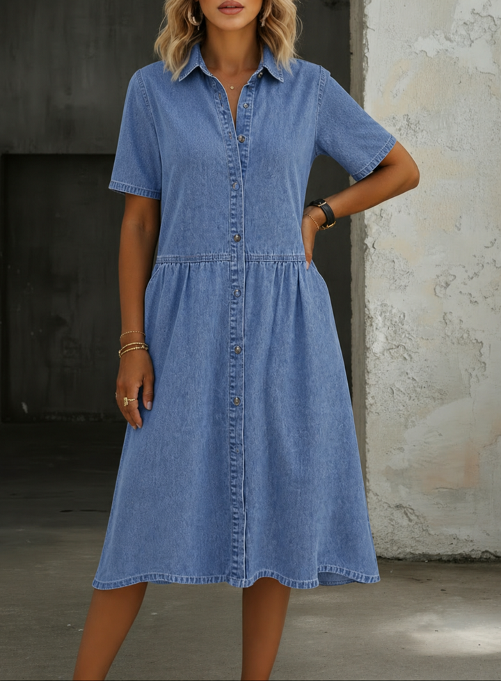 Carol | Short Sleeve Denim Dress Lawrence Toronto