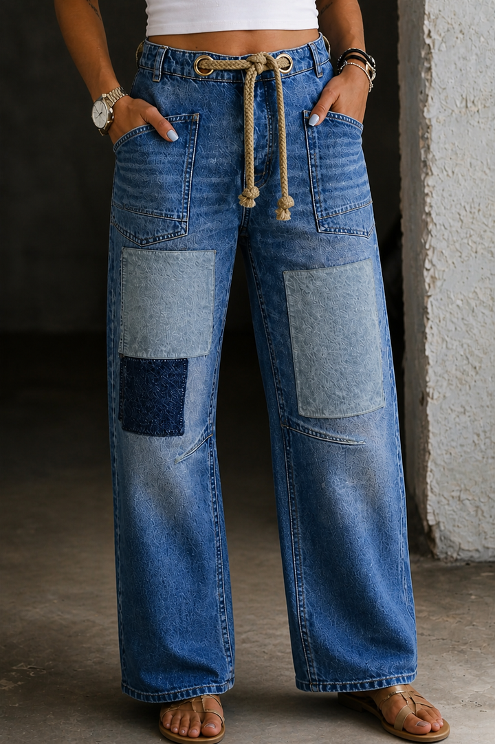Margaret | Patchwork Drawstring Jeans Lawrence Toronto