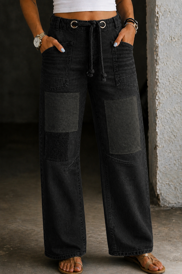 Margaret | Patchwork Drawstring Jeans Lawrence Toronto