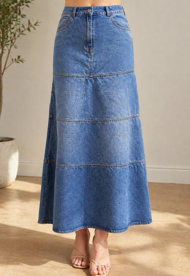Mary | Mid-Length Denim Skirt Lawrence Toronto