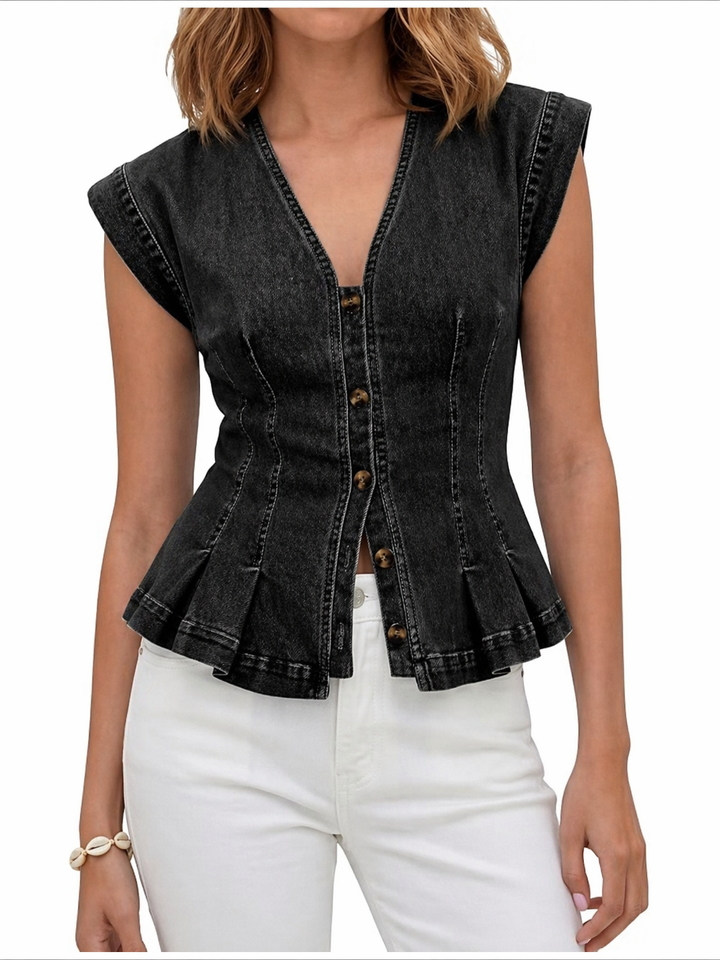Viera | V-Neck Denim Top Lawrence Toronto