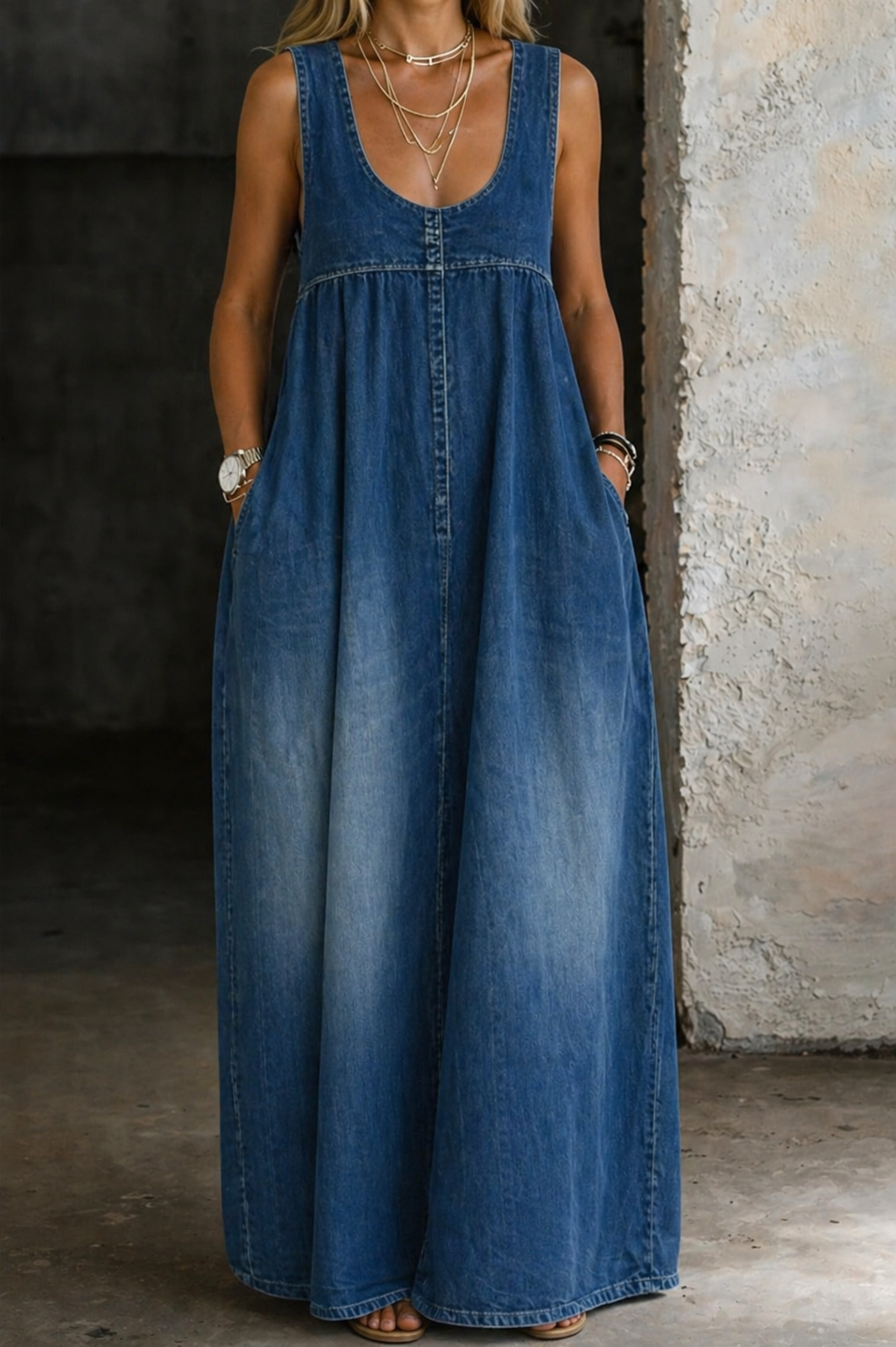 Veronica | Loose Denim Vest Dress Lawrence Toronto