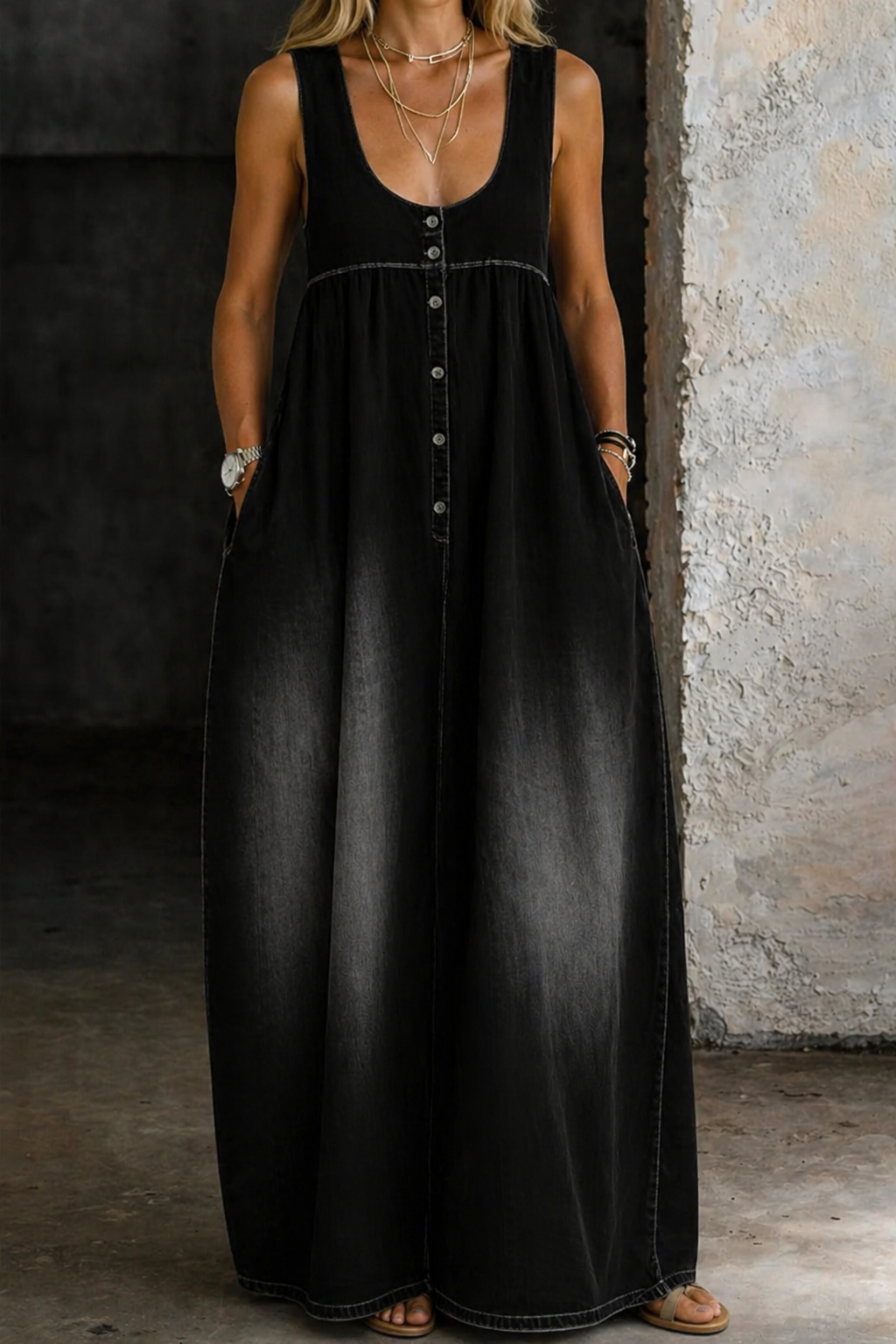 Veronica | Loose Denim Vest Dress Lawrence Toronto