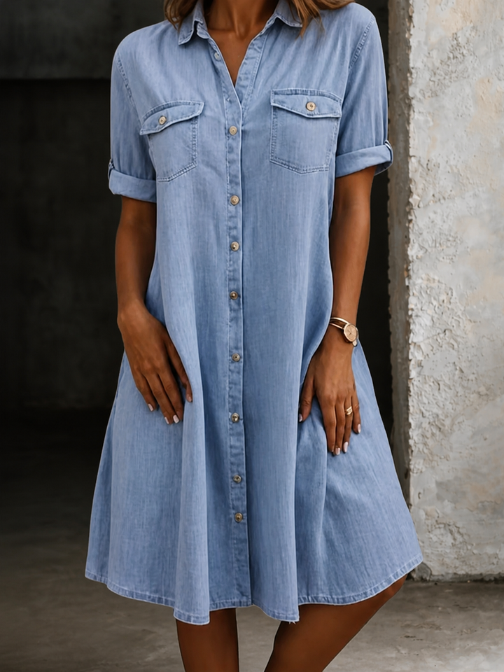 Patricia | Casual Denim Style Midi Dress Lawrence Toronto