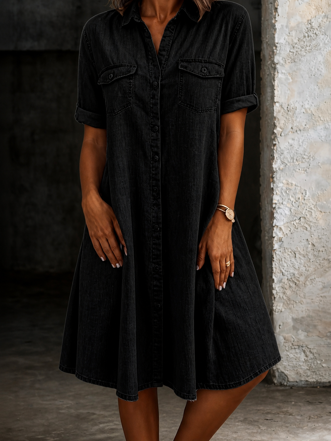 Patricia | Casual Denim Style Midi Dress Lawrence Toronto