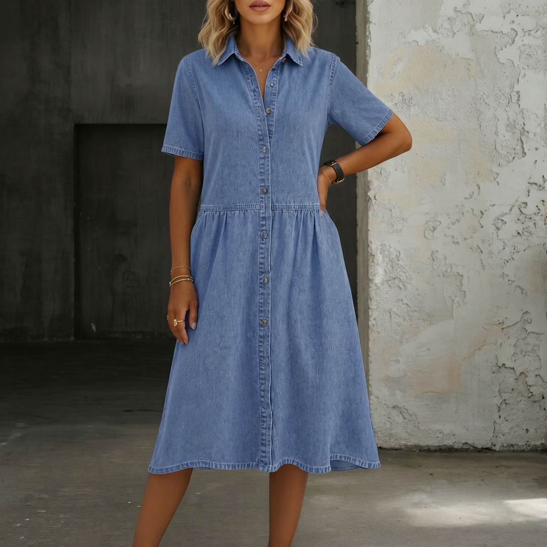 Carol | Short Sleeve Denim Dress Lawrence Toronto