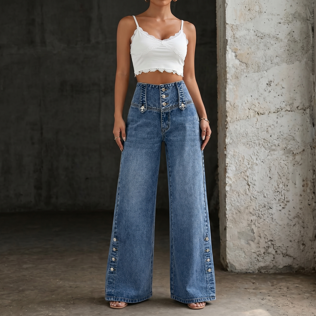 Mia | High Waist Slit Jeans Lawrence Toronto