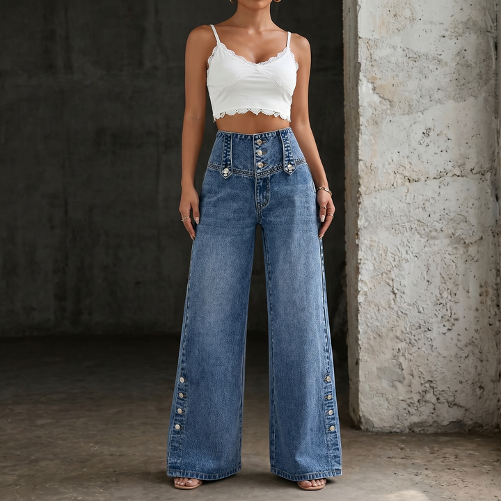 Mia | High Waist Slit Jeans Lawrence Toronto