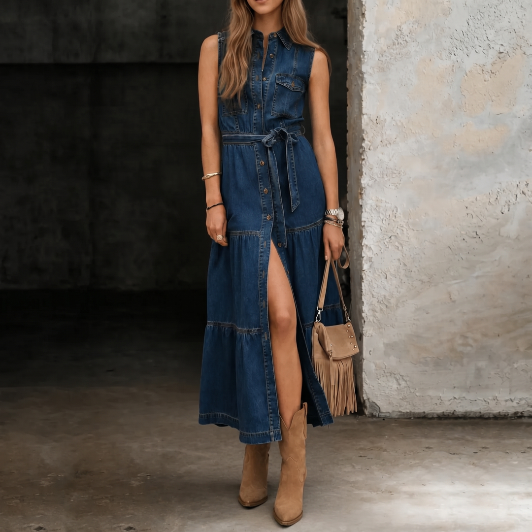 Madison | Button-Front Denim Dress Lawrence Toronto