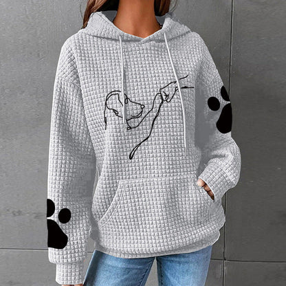 LAYLA™ Furry Friend Hoodie in light grey with hood, drawstrings, front graphic, paw-print accents