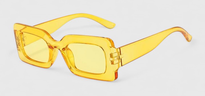 Elyanna sunglasses, yellow square frames with yellow tinted lenses