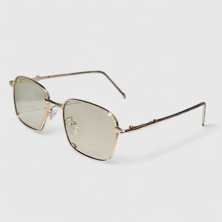 Raygynn sunglasses with clear light lenses and gold metal frame