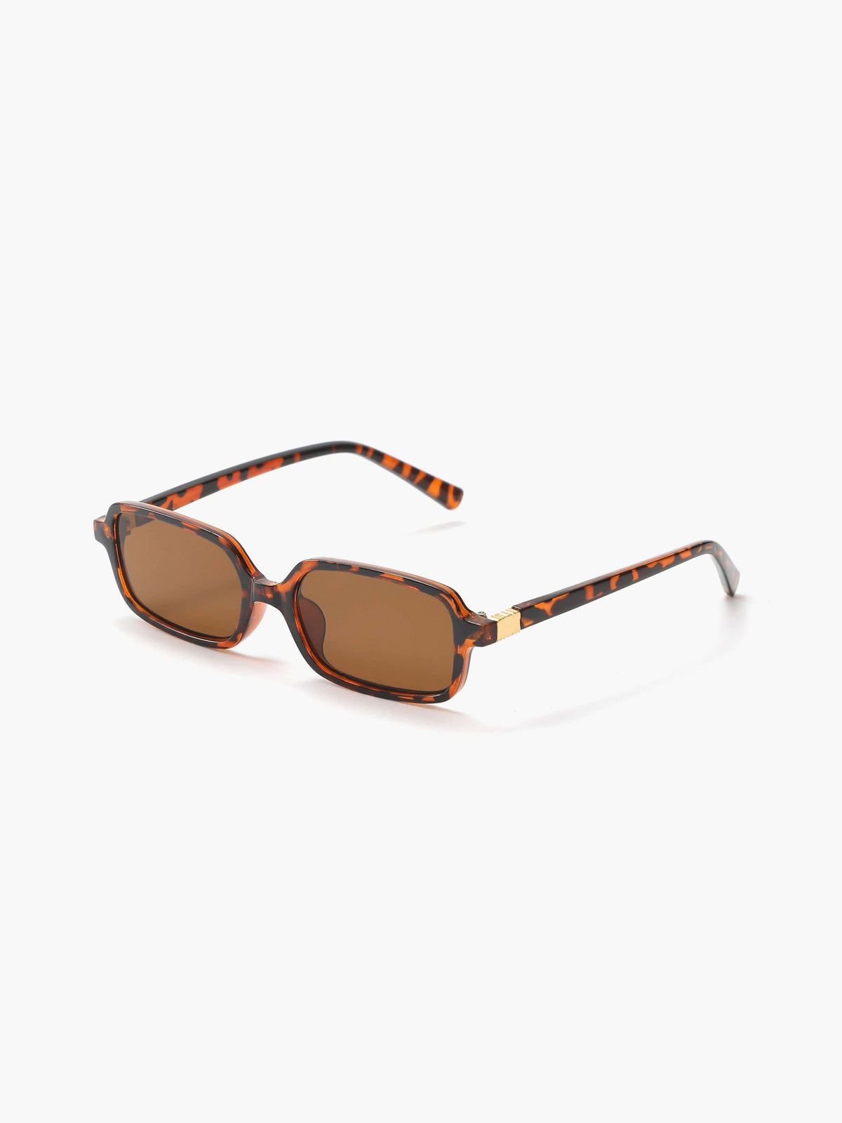 Light brown tortoise square sunglasses with amber-brown lenses