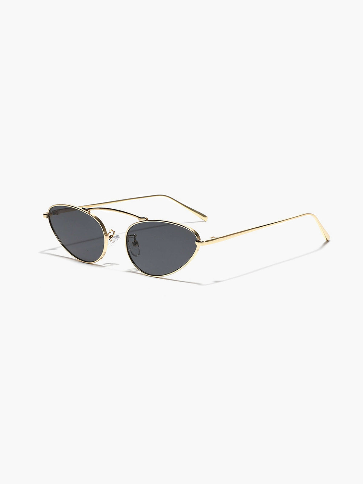 Gold-tone cat-eye sunglasses with dark lenses and slim temples