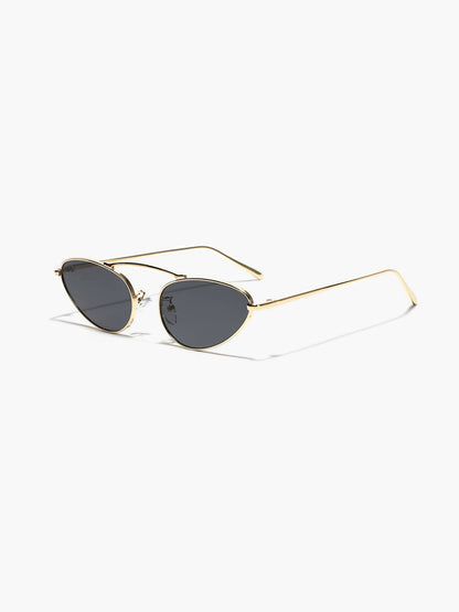 Gold-tone cat-eye sunglasses with dark lenses and slim temples