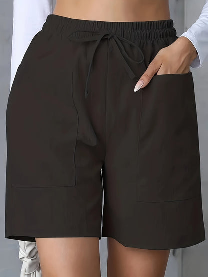 LIANNE™ breathable cotton casual shorts, ginger; elastic waist with drawstring, side pockets