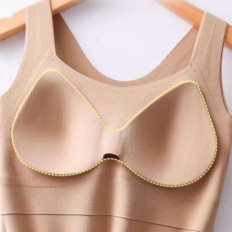 MAUDE™ women thermal padded tank top, khaki, inner cup seams and scoop neckline
