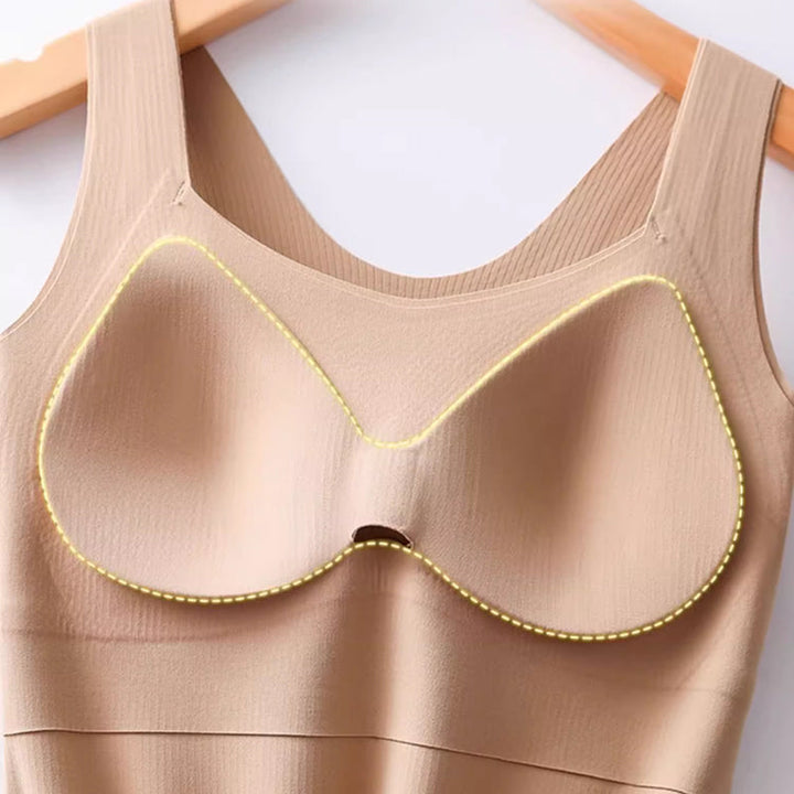 MAUDE™ women thermal padded tank top, khaki, inner cup seams and scoop neckline