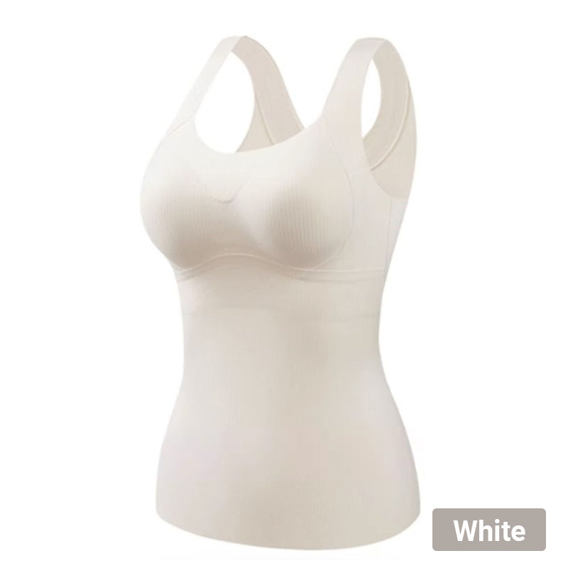 MAUDE™ women thermal padded tank top, white, sleeveless scoop neck with contoured cups
