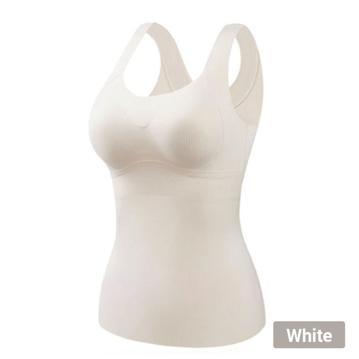 MAUDE™ women thermal padded tank top, white, sleeveless scoop neck with contoured cups
