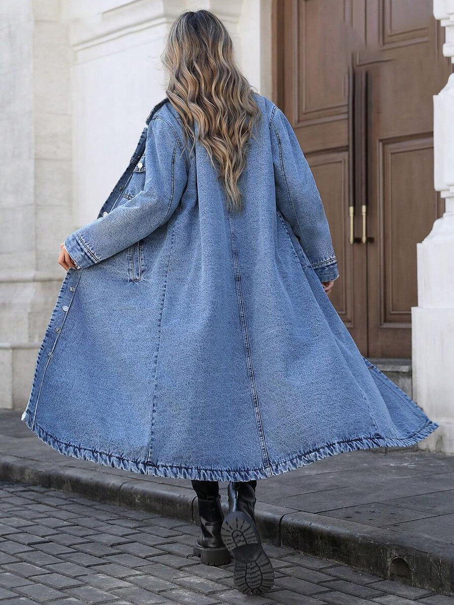 Maya | Stylish Long Denim Jacket Lawrence Toronto