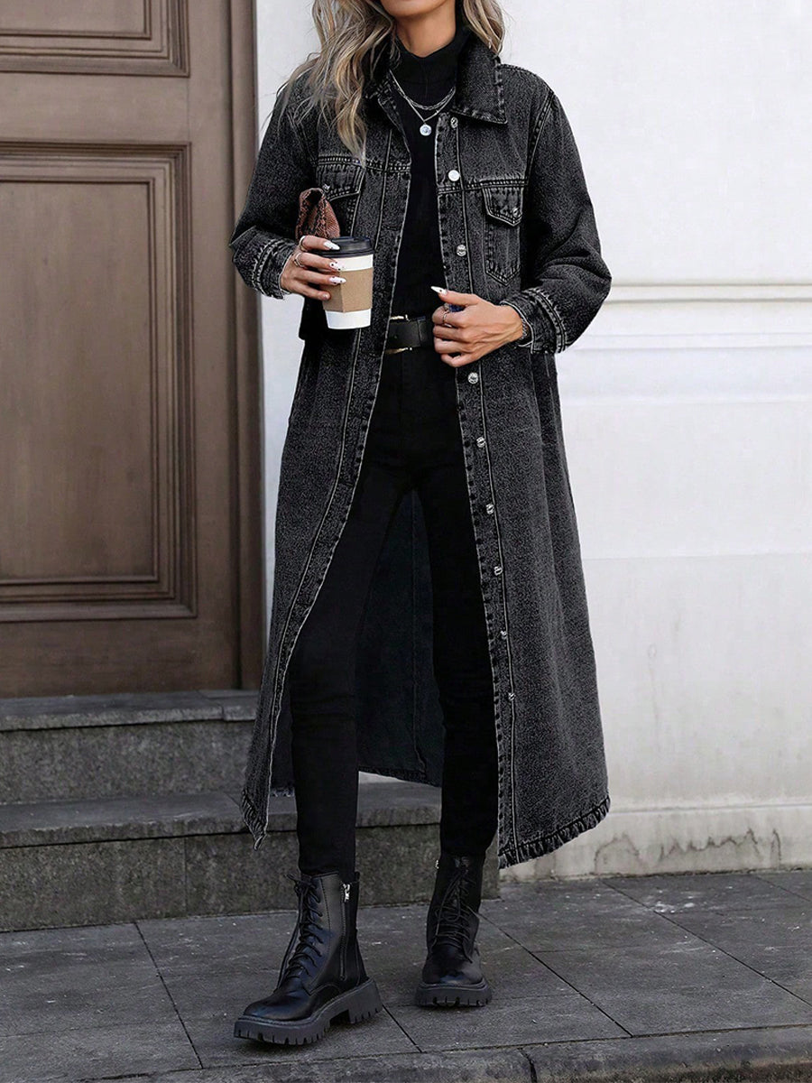 Maya | Stylish Long Denim Jacket Lawrence Toronto