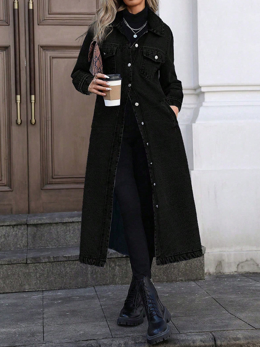 Maya | Stylish Long Denim Jacket Lawrence Toronto
